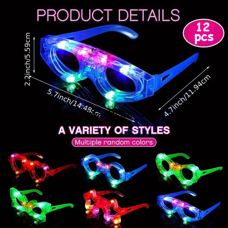12pcs LED Light Up Glasses Glo - đánh giá và giá Glow In The Dark Party Glasses