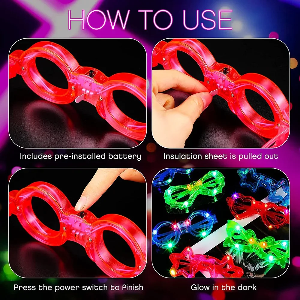 LED Glasse Neon Glow In The Da - đánh giá và giá Glow In The Dark Party Glasses