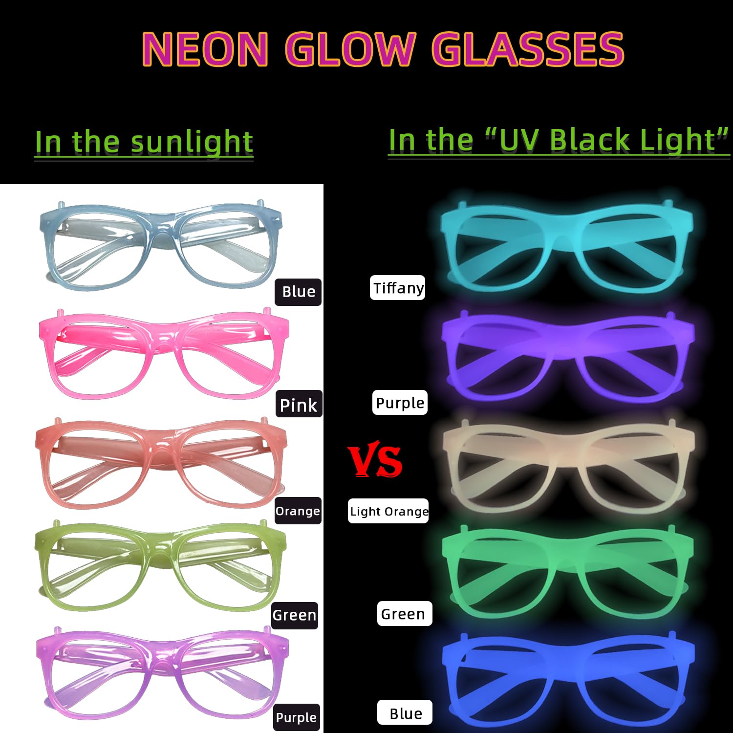 2/24pcs Glow-in-the-Dark Neon  - đánh giá và giá Glow In The Dark Party Glasses